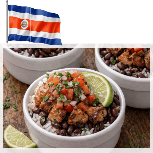 Costa Rican gallo pinto with lime