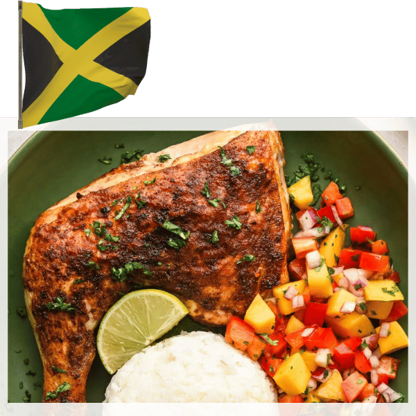 Jamaican jerk chicken with mango salsa